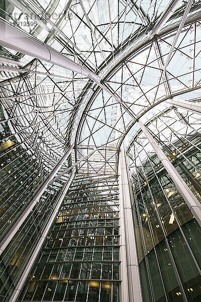 Modern glass ceiling with architectural features
