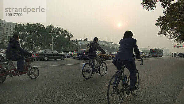 Fahrradverkehr in Peking  China.