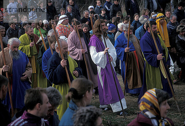 Jesus bei einer Feier der Karwoche in Kalwaria Zebrzydowska  Polen.