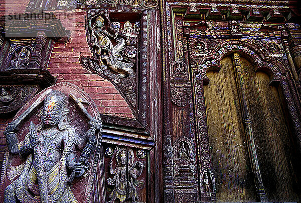 Detail eines Tempels in Nepal.