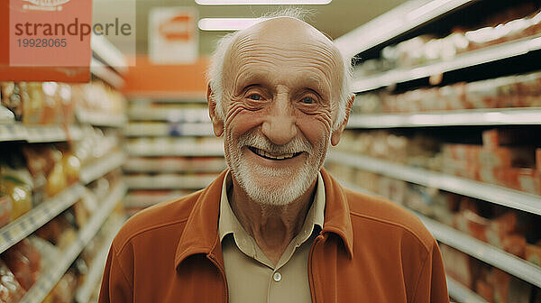 Ai generativer alter Mann im Supermarkt