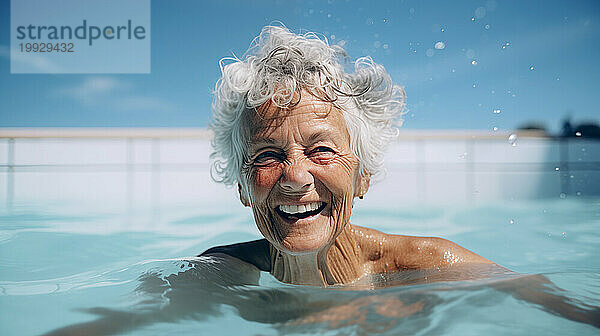 Ai generative alte Frau im Schwimmbad