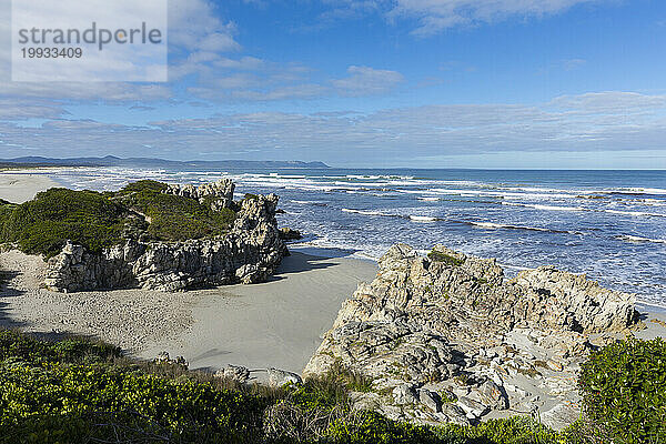 Südafrika  Hermanus  felsige Küste und Meer am Voelklip Beach