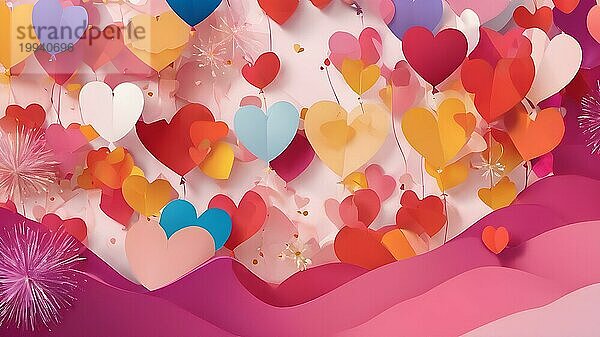 Liebe  Valentinstag Hintergrund Konzept für Valentinstag  Hochzeit etc. Herz Elemente für Liebe Konzept Design. AI generierte Bild  KI generiert