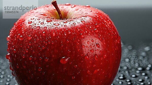 Roter Apfel mit Wassertropfen auf weißem Hintergrund. Studioaufnahme AI generiert  KI generiert