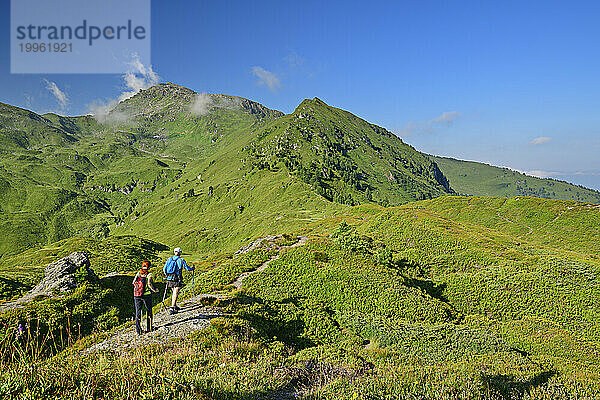 Austria  Tyrol  Man and woman hiking towards Gilfert