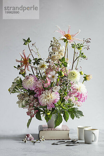 Studio shot of arrangement of blooming flowers
