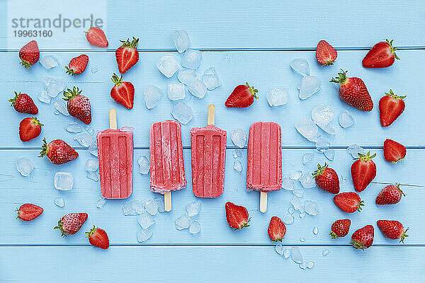 Studio shot of homemade strawberry flavored ice