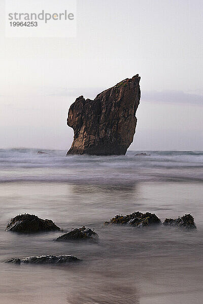 Rock formations in Aguilar beach  Asturias  Spain