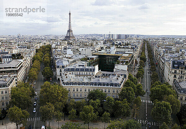 City view with Eiffel Tower in Paris  France