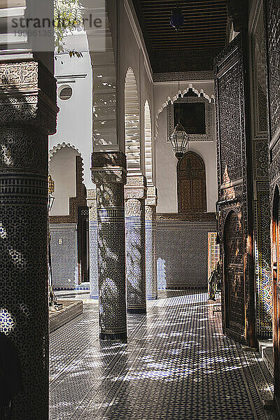 Inner courtyard of riad at Fez  Morocco  Africa