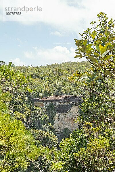 Klippe im Bako Nationalpark  sonniger Tag  blauer Himmel und Meer. Urlaub  Reisen  Tropen Konzept  keine Menschen  Malaysia  Kuching  Asien