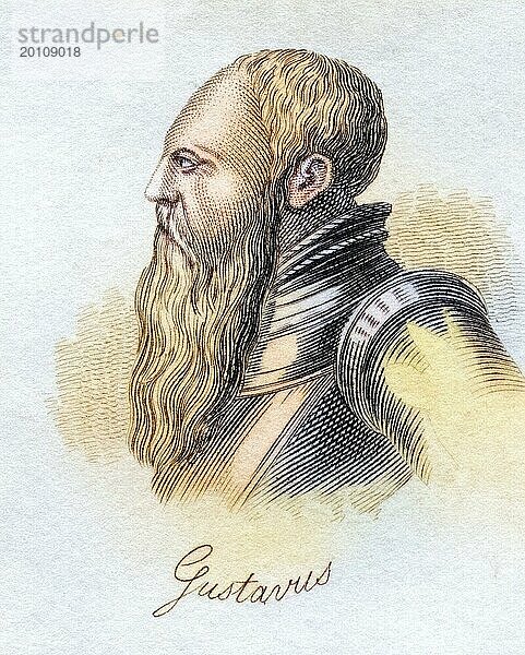 Gustav I. Vasa ursprünglicher Name Gustav Eriksson Vasa c1496-1560 König von Schweden aus dem Buch Crabbs Historical Dictionary aus 1825  Historisch  digital restaurierte Reproduktion von einer Vorlage aus dem 19. Jahrhundert  Record date not stated