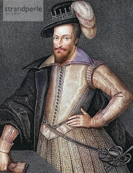 Henry Somerset 1. Marquis von Worcester  ca. 1562-1646. Aus dem Buch Lodges British Portraits  erschienen 1823.  Historisch  digital restaurierte Reproduktion von einer Vorlage aus dem 19. Jahrhundert  Record date not stated