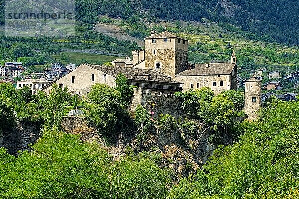 Saint-Pierre Sarriod de la Tour castle im Aostatal  Saint-Pierre Sarriod de la Tour in Aosta Valley  Italy