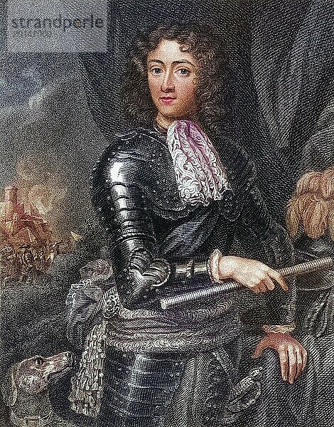 James Scott Duke of Monmouth  alias James Fitzroy oder Crofts  1649-1685  Anspruch auf den englischen Thron. Aus dem Buch Lodges British Portraits  veröffentlicht 1823.  Historisch  digital restaurierte Reproduktion von einer Vorlage aus dem 19. Jahrhundert  Record date not stated
