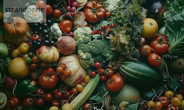 Tomate Hintergrund. Draufsicht auf verschiedene Tomatensorten. Gemüse Hintergrund. AI generiert  KI generiert