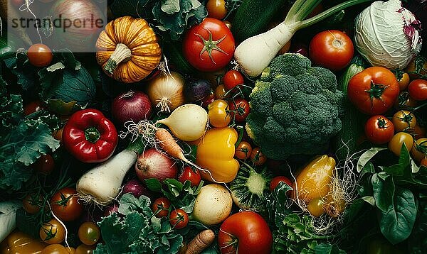 Tomate Hintergrund. Draufsicht auf verschiedene Tomatensorten. Gemüse Hintergrund. AI generiert  KI generiert