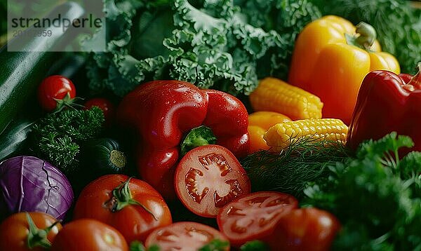 Frisches Gemüse Hintergrund. Gesundes Essen Hintergrund. Gemüse Hintergrund. AI generiert  KI generiert