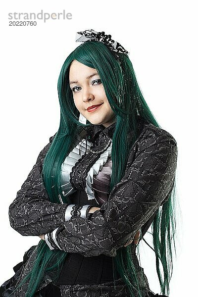 Mädchen Lächeln Cosplay Anime Charakter Porträt isoliert