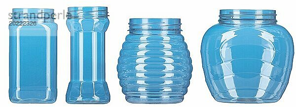 Set von transparenten Farbe Kunststoff Flasche isoliert