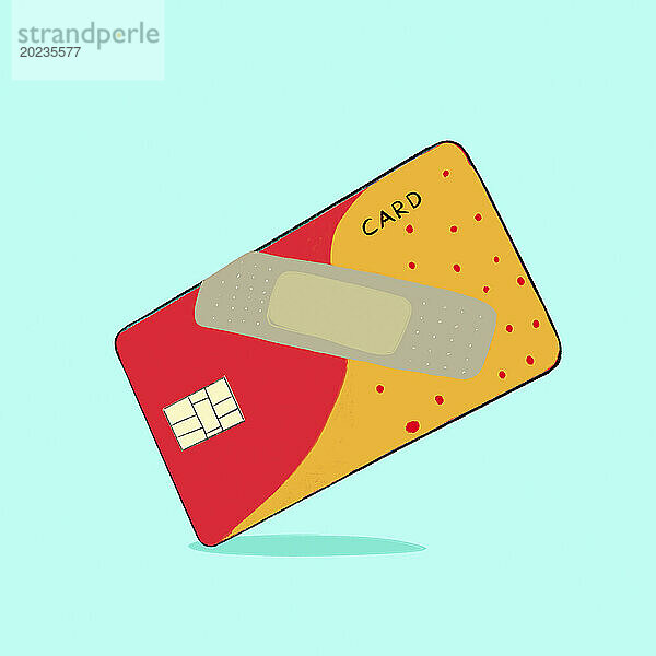 Klebepflaster auf Kreditkarte