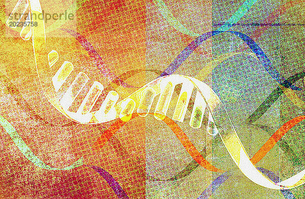 DNA-Helix und abstrakte Wellenmuster