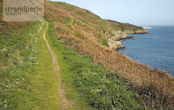 Fußweg mit Blick nach Norden Insel Herm  Kanalinseln  Großbritannien  Europa