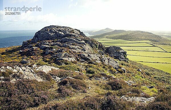 Carn Llidi tor mit Blick nach Norden  St David's Head  Pembrokeshire  Wales  Großbritannien  Europa