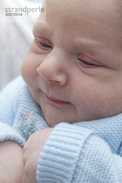 Neugeborenes Gesicht. Baby ist 2 Tage alt.