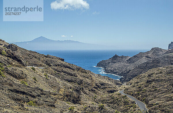 Spanien  La Gomera  Hermigua  Blick auf die Insel Teneriffa