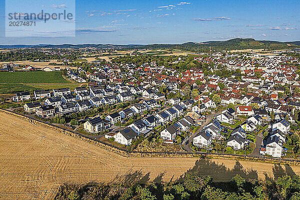 Germany  Baden-Wurttemberg  Waiblingen  Aerial view of new development area with modern energy efficient houses