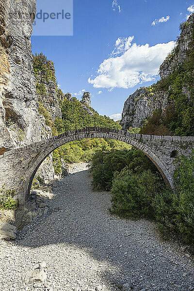 Griechenland  Epirus  Zagori  Alte Bogenbrücke im Vikos-Aoos-Nationalpark im Sommer