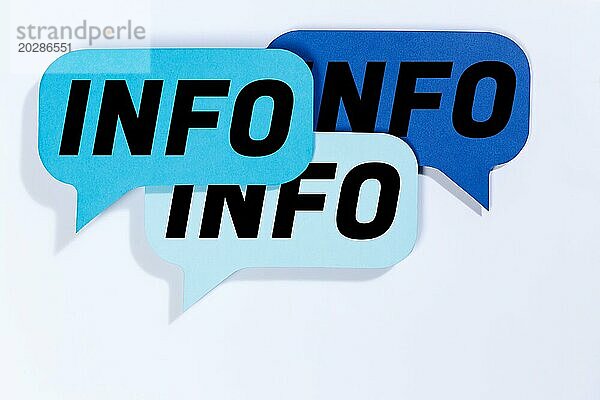 Information Info Infos Informationen News Nachrichten in Sprechblasen Kommunikation