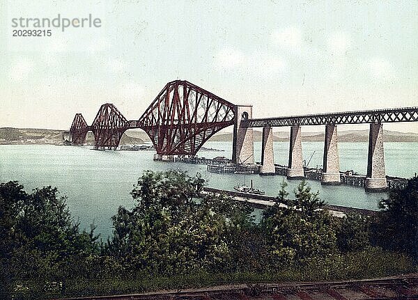 The Forth Bridge  Schottland  um 1890  Historisch  digital restaurierte Reproduktion von einer Vorlage aus dem 19. Jahrhundert