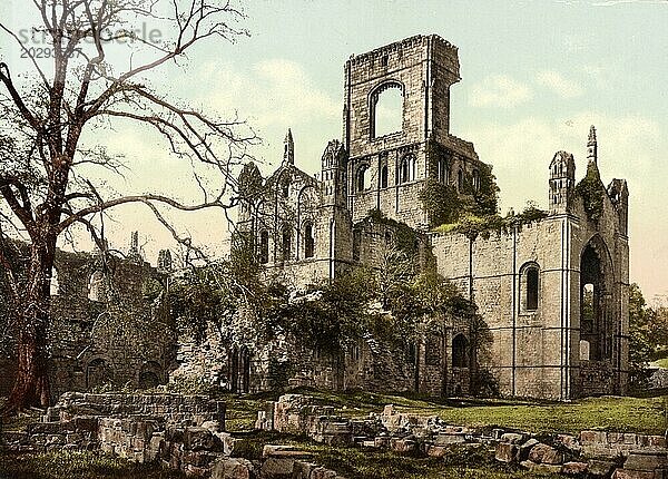 Kirkstall Abbey ist die Ruine einer Zisterzienserabtei in der nordenglischen Stadt Leeds in der Grafschaft West Yorkshire  England  um 1890  Historisch  digital restaurierte Reproduktion von einer Vorlage aus dem 19. Jahrhundert
