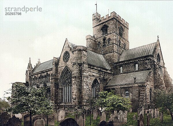 Kathedrale von Carlisle ist eine zu Ehren der heiligen Dreifaltigkeit  Holy Trinity  geweihte Bischofskirche der Church of England in der nordwestenglischen Stadt Carlisle in der Grafschaft Cumbria  um 1890  Historisch  digital restaurierte Reproduktion von einer Vorlage aus dem 19. Jahrhundert