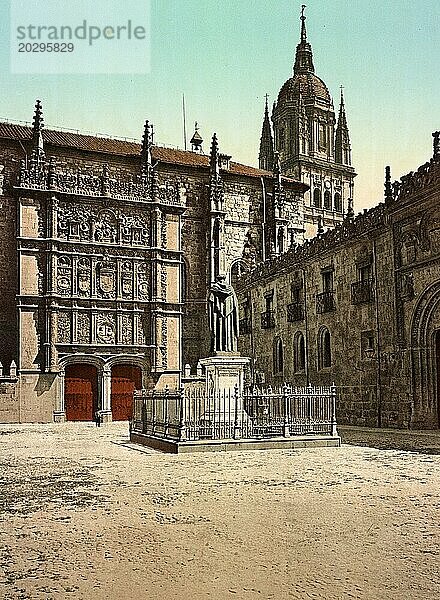 Fassade der Universität von Salamanca  Spanien  um 1890  Historisch  digital restaurierte Reproduktion von einer Vorlage aus dem 19. Jahrhundert  Europa