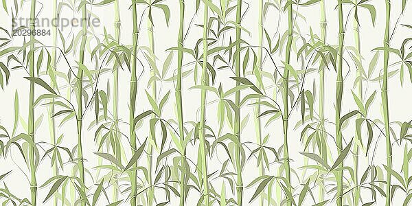 Bambuswald  Vektorzeichnung in weichen Grüntönen  nahtloses Muster