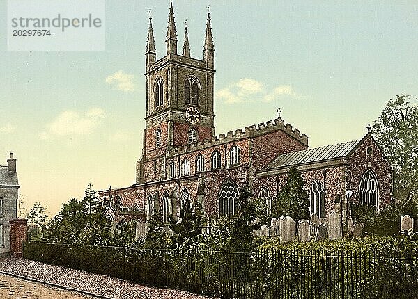 St Mary's Church in Lutterworth  Distrikt Harborough  Grafschaft Leicestershire  England  um 1890  Historisch  digital restaurierte Reproduktion von einer Vorlage aus dem 19. Jahrhundert