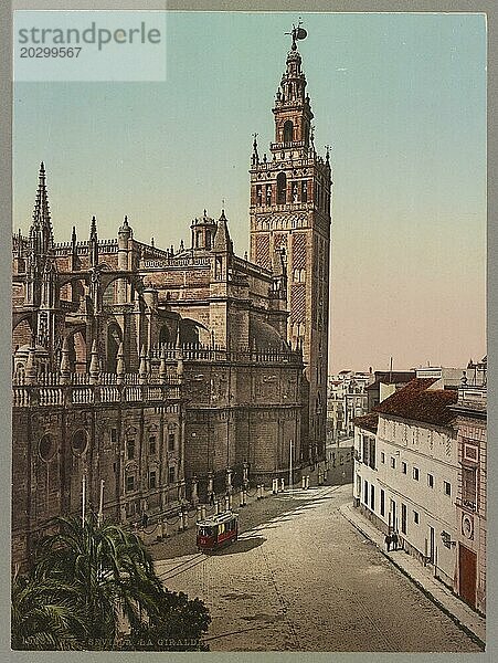 La Giralda  Sevilla  Andalusien  Spanien  um 1890  Historisch  digital restaurierte Reproduktion von einer Vorlage aus dem 19. Jahrhundert  Europa