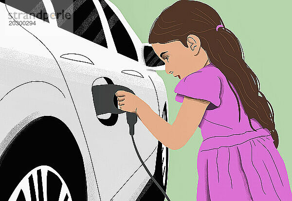 Mädchen tankt Benzintank des Autos