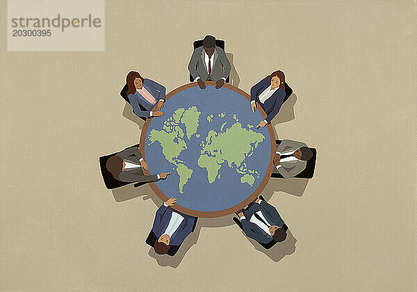 Wirtschaftsführer treffen sich am runden Globustisch
