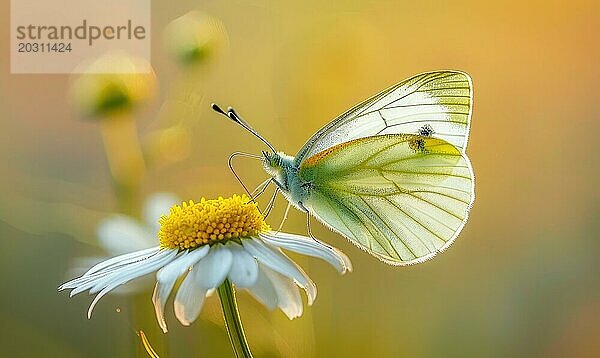 Schmetterling inmitten von Wildblumen  Nahaufnahme  selektiver Fokus  Frühling Natur AI generiert  KI generiert