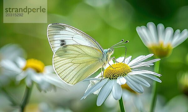 Schmetterling inmitten von Wildblumen  Nahaufnahme  selektiver Fokus  Frühling Natur AI generiert  KI generiert