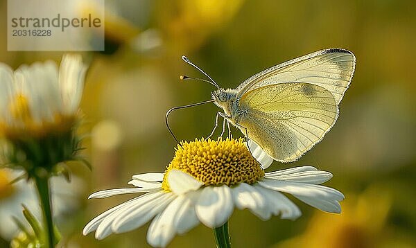 Schmetterling inmitten von Wildblumen  Nahaufnahme  selektiver Fokus  Frühling Natur AI generiert  KI generiert