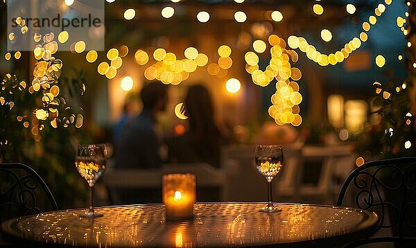 Sanfte Bokeh Lichter schaffen ein romantisches Ambiente in einer intimen Umgebung im Freien AI generiert  KI generiert