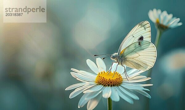 Schmetterling inmitten von Wildblumen  Nahaufnahme  selektiver Fokus  Frühling Natur AI generiert  KI generiert