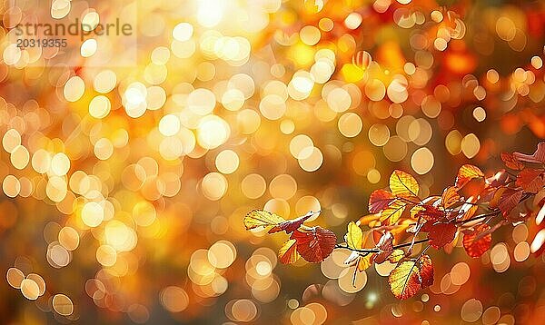 Funkelnde Bokeh Lichter vor einer Kulisse aus Herbstlaub AI generiert  KI generiert