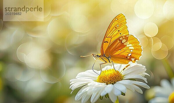 Schmetterling inmitten von Wildblumen  Nahaufnahme  selektiver Fokus  Frühling Natur AI generiert  KI generiert